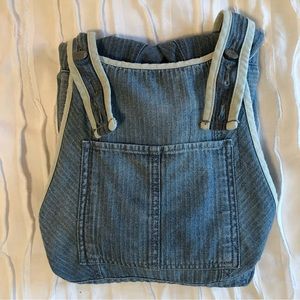 Free People Thomas Light Rinse Denim Striped Railroad Overalls